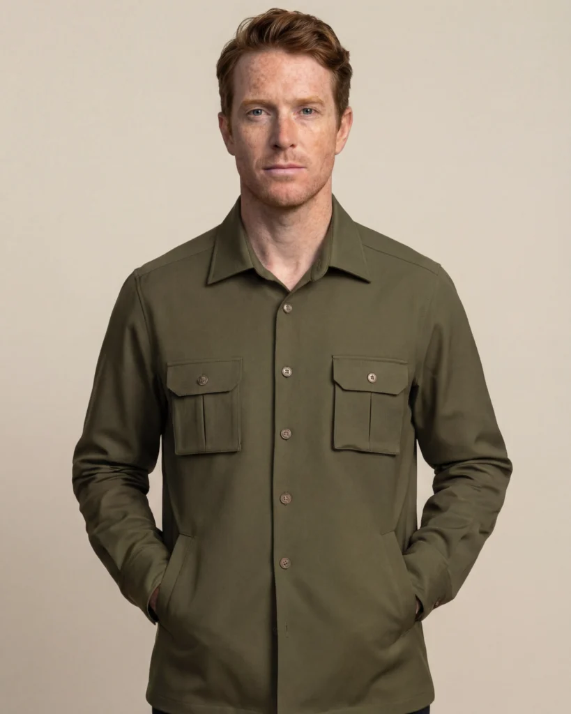 Olivenfarvet Shirt Jacket