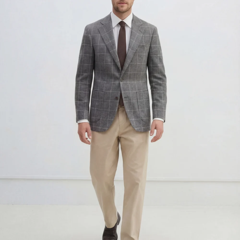 Grå windowpane sportsjakke