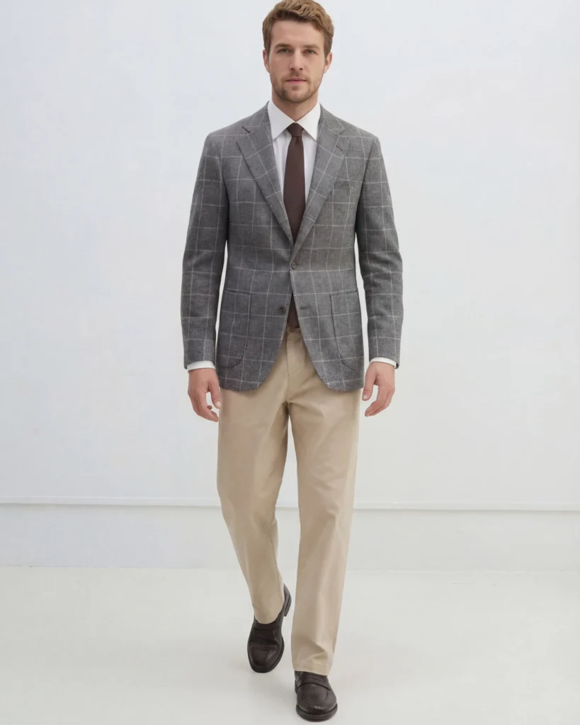 Grå windowpane sportsjakke