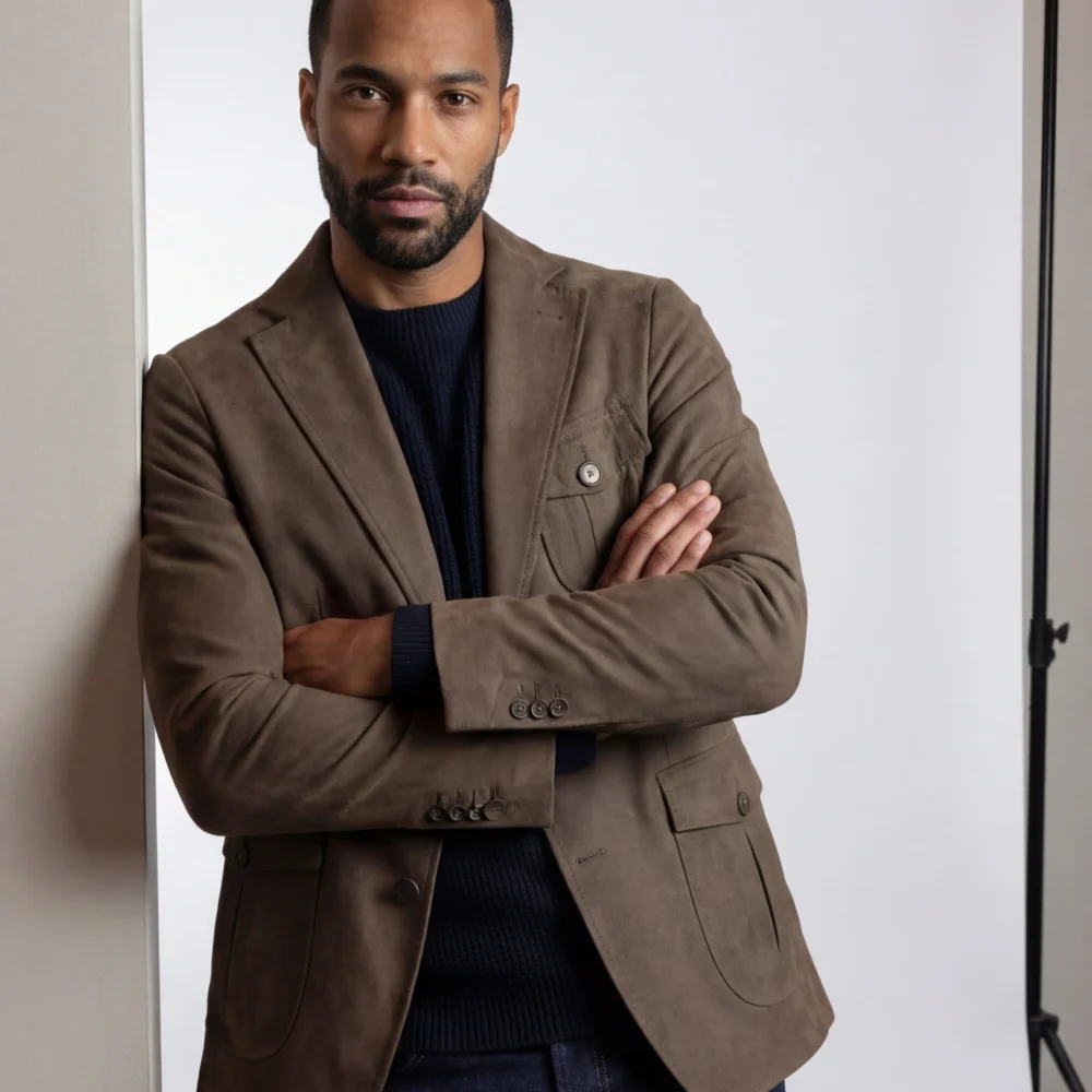 Lysebrun klassisk ruskindsjakke