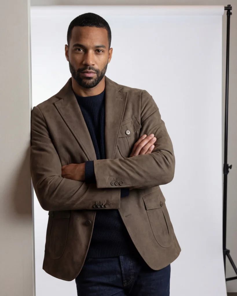 Lysebrun klassisk ruskindsjakke