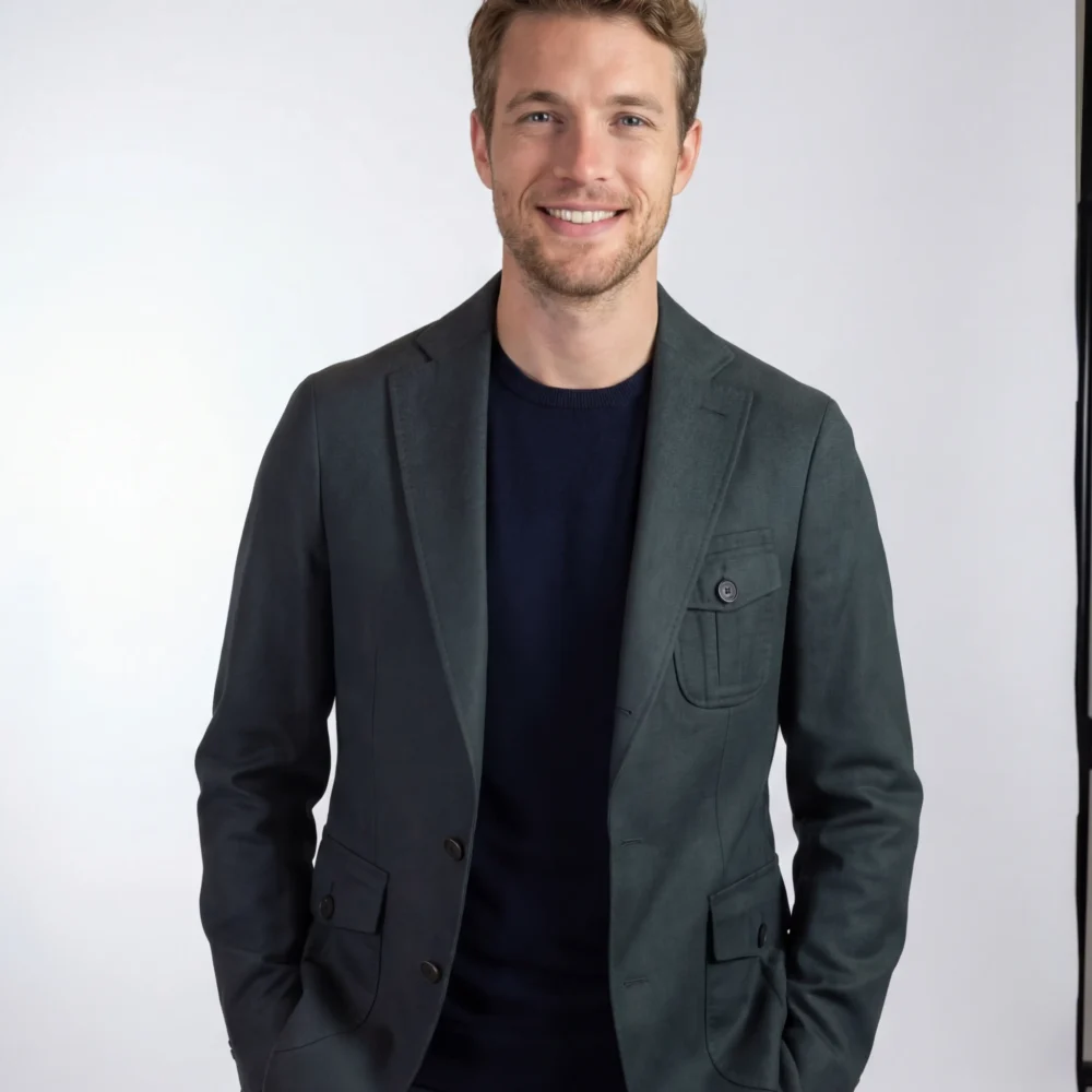 Marineblå ruskindsjakke