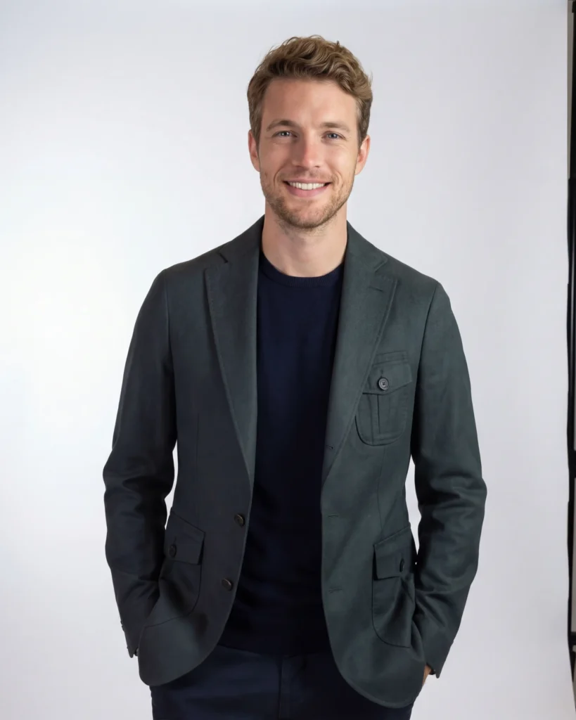 Marineblå ruskindsjakke