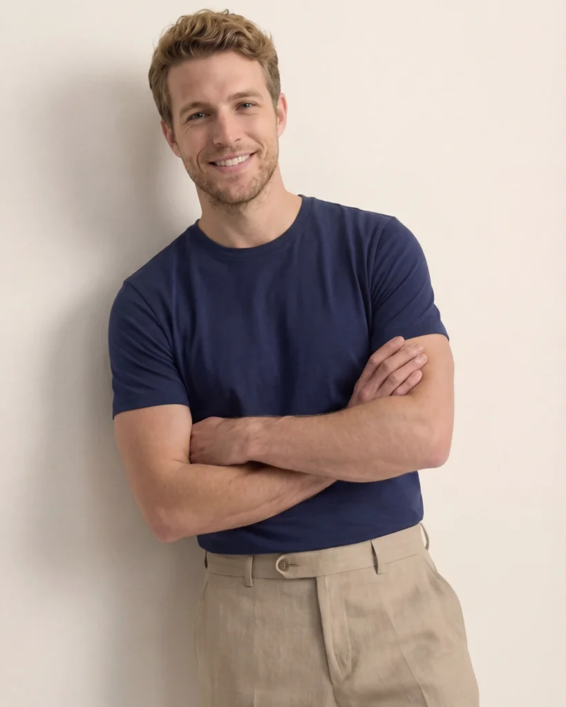 Navy Bomulds-T-shirt