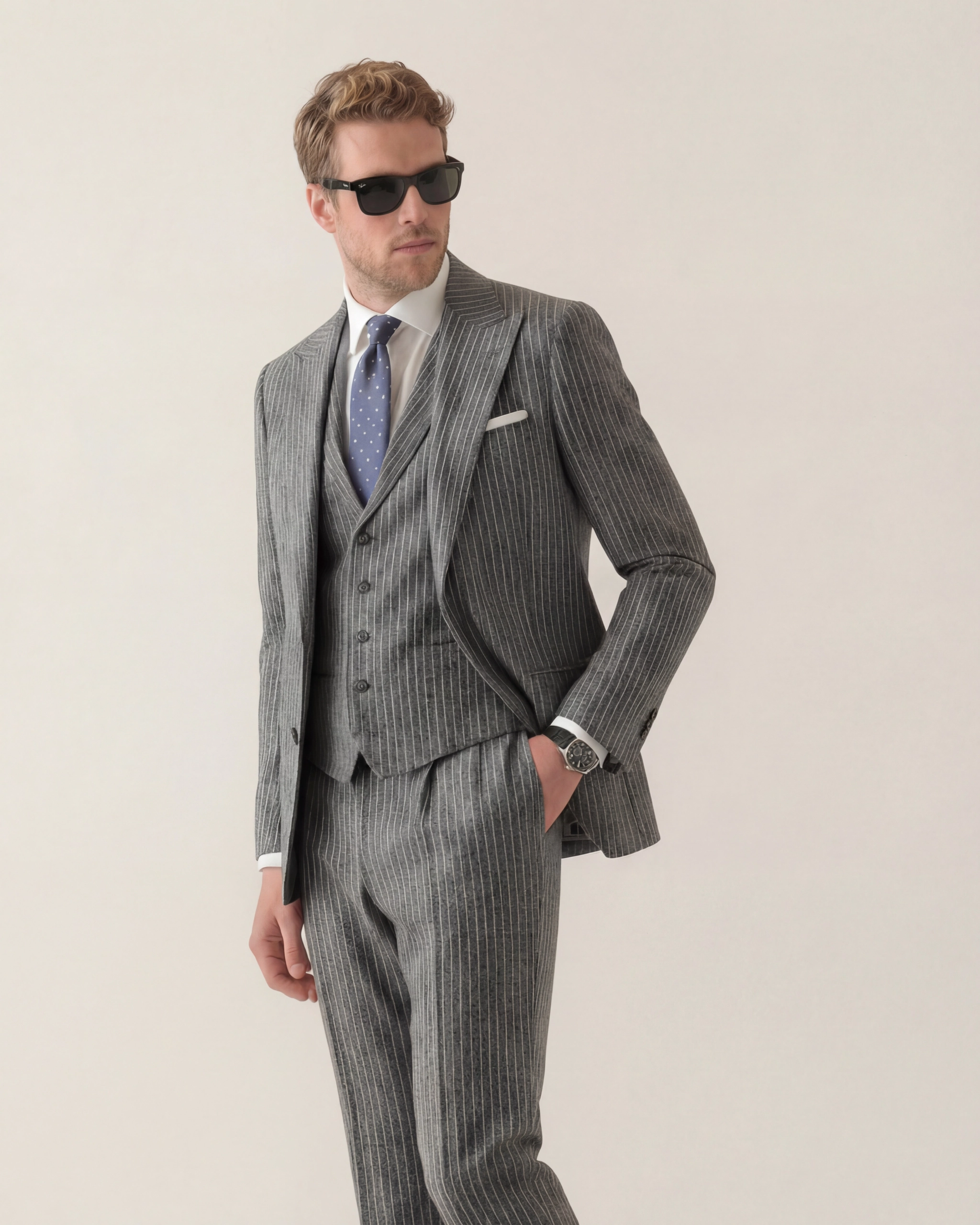Grey Pinstripe Trousers