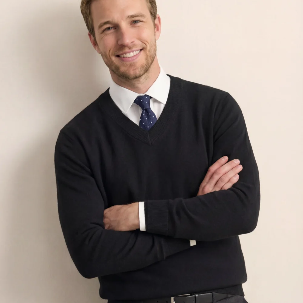 Black V-Neck | Merino Wool1