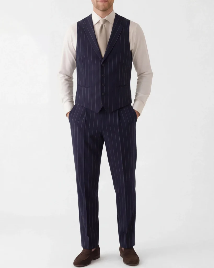 Navy nålestribet vest