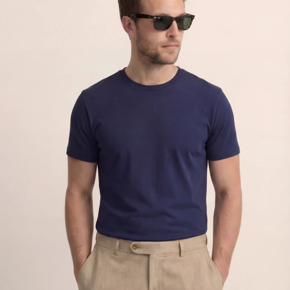 Navy Bomulds-T-shirt