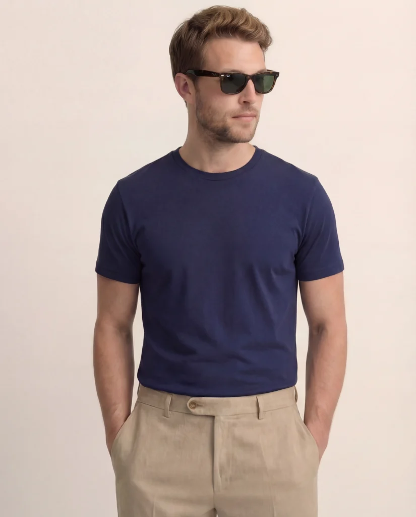 Navy Bomulds-T-shirt