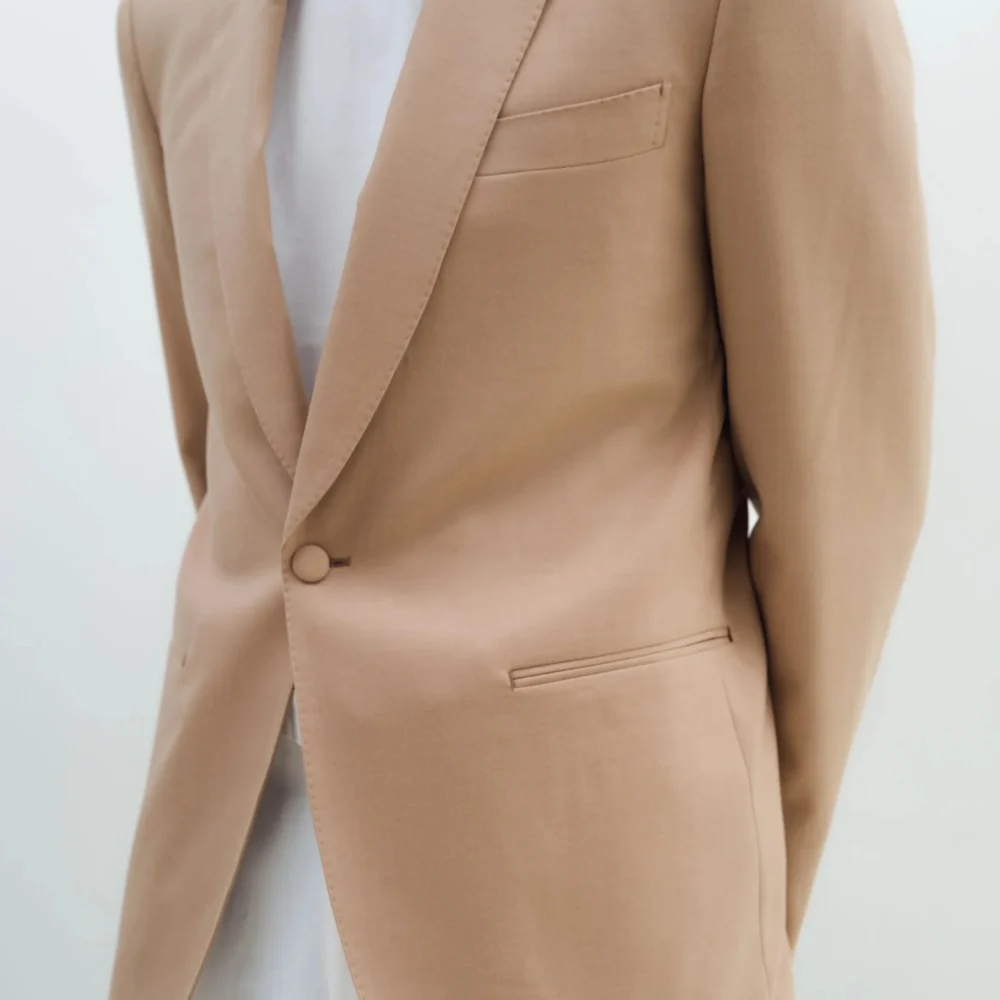 Beige Shawl Lapel Jacket