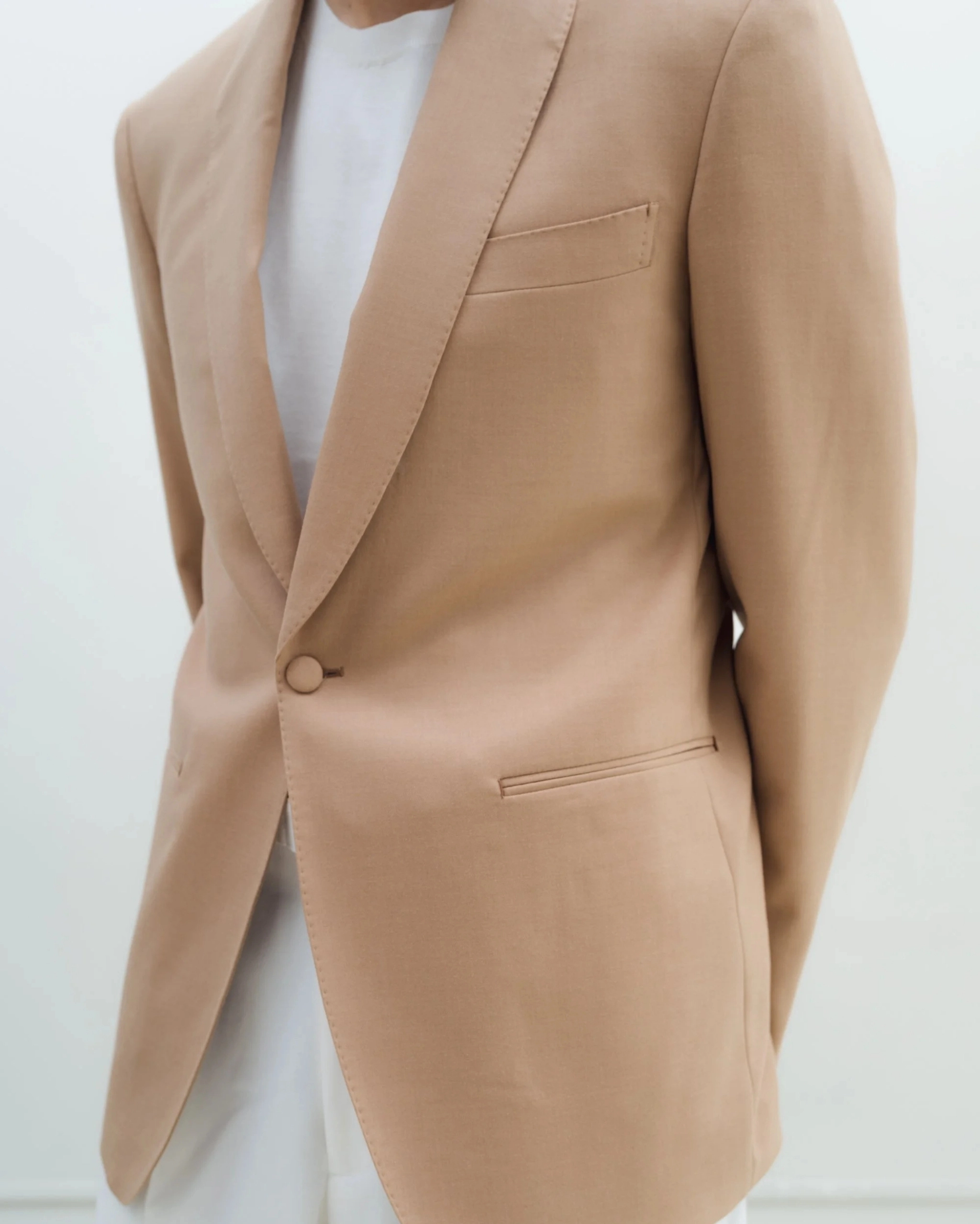 Beige Shawl Lapel Jacket