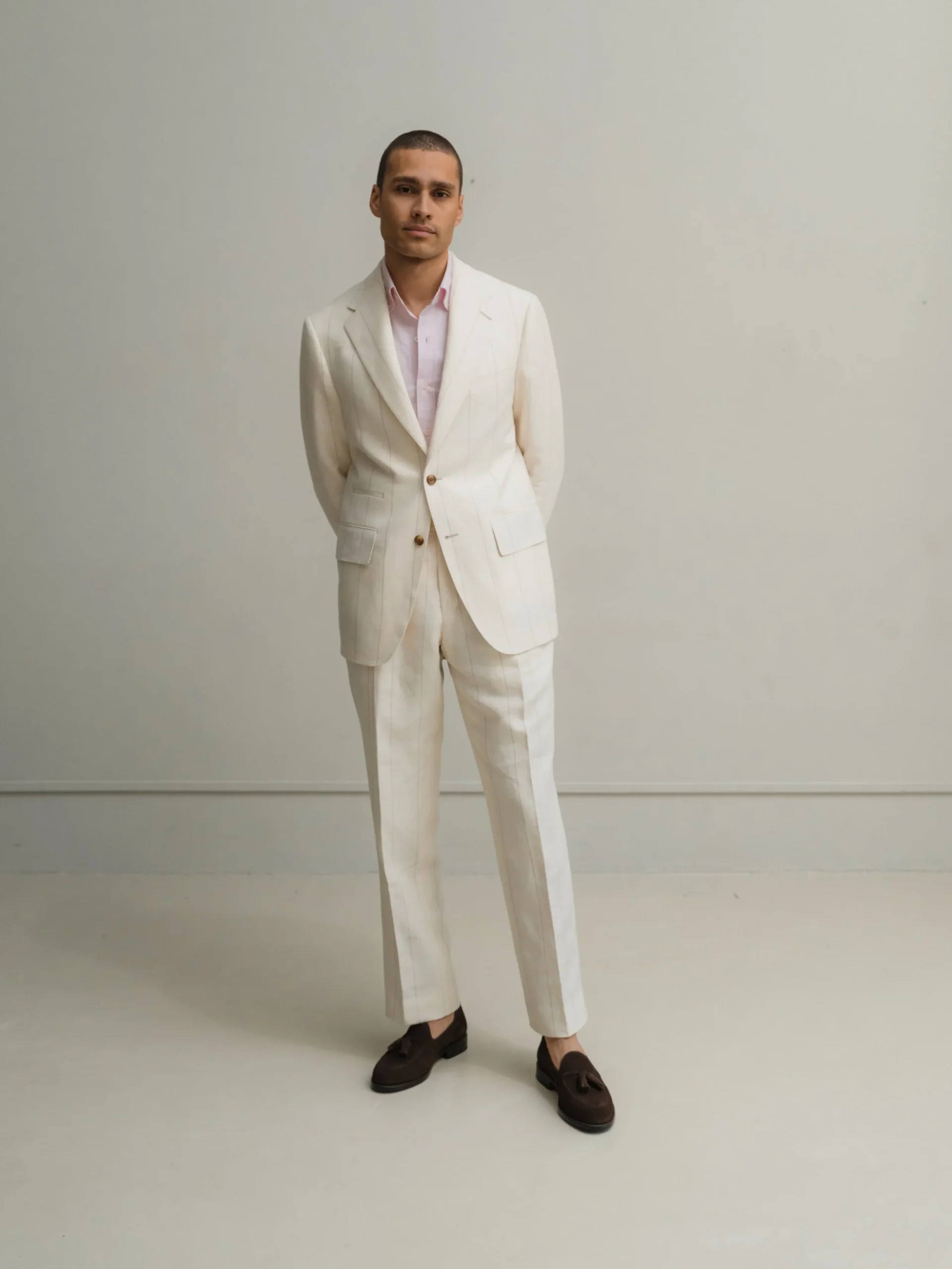 Super 130’s virgin wool and cashmere by Ferla.