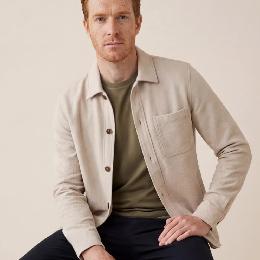Beige Wool Shirt Jacket