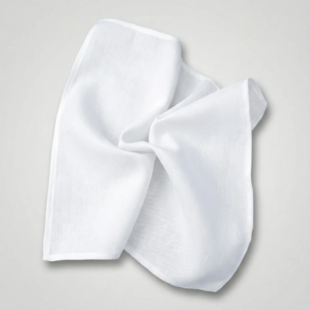 Hvidt matchende Silke lommetørklæde White Matching Silk Pocket Square