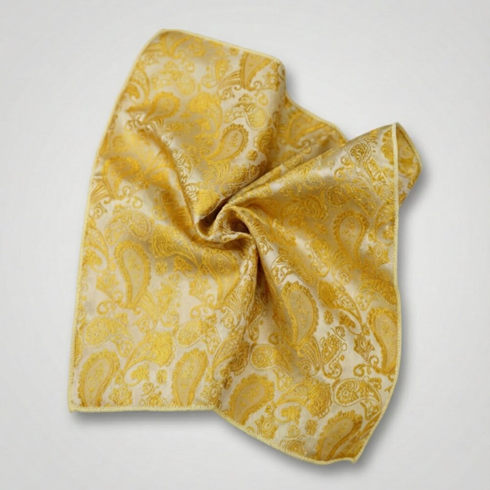 Lommeklud i gul paisley-silke Yellow Paisley Silk Pocket Square