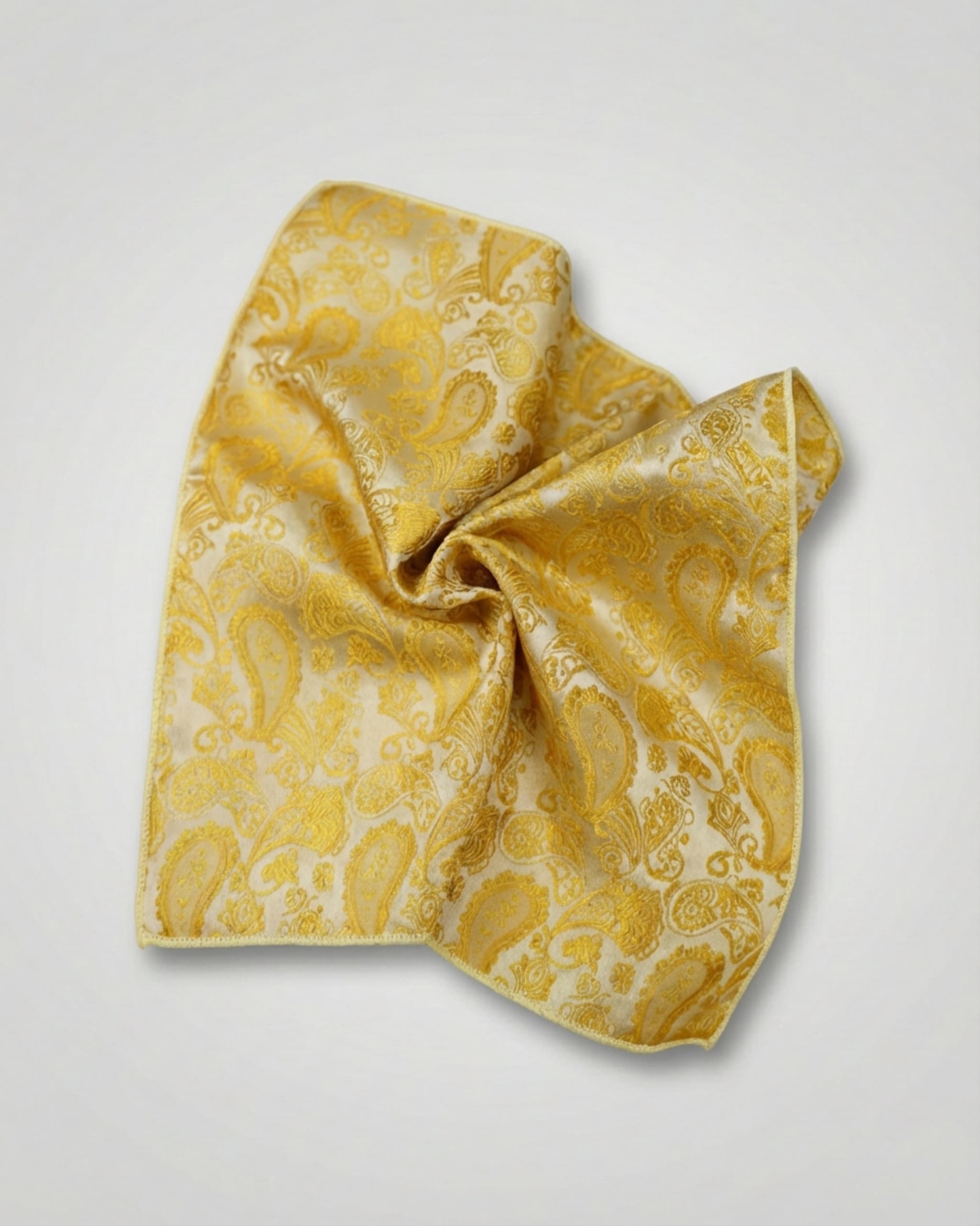 Lommeklud i gul paisley-silke Yellow Paisley Silk Pocket Square