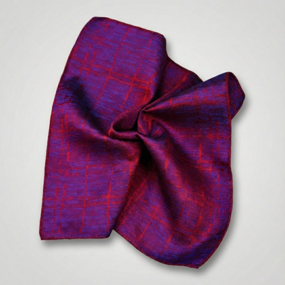 Lommetørklæde i rød og lilla silke Purple Silk Pocket Square