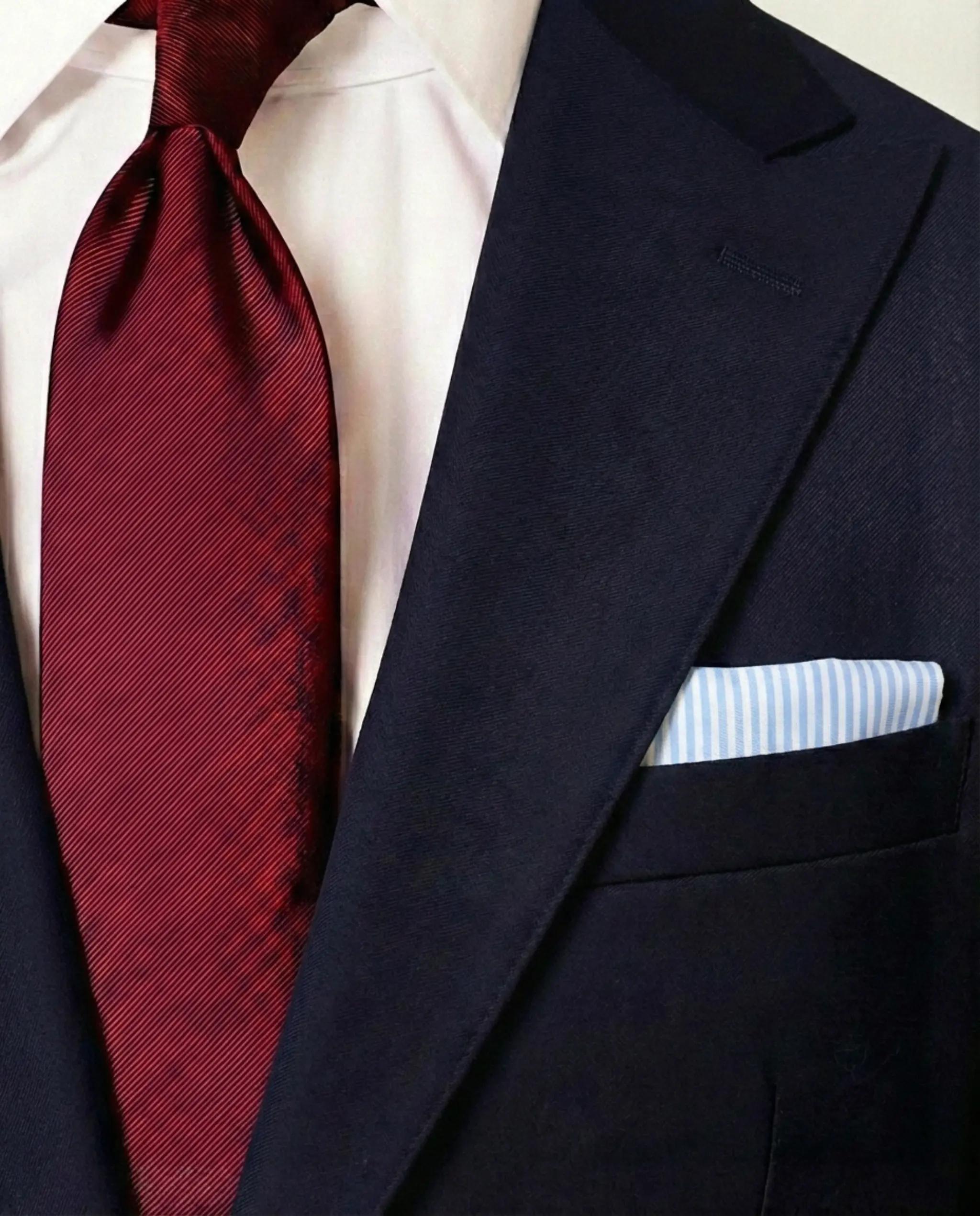 Blåstribet Silke lommetørklæde Blue Striped Silk Pocket Square