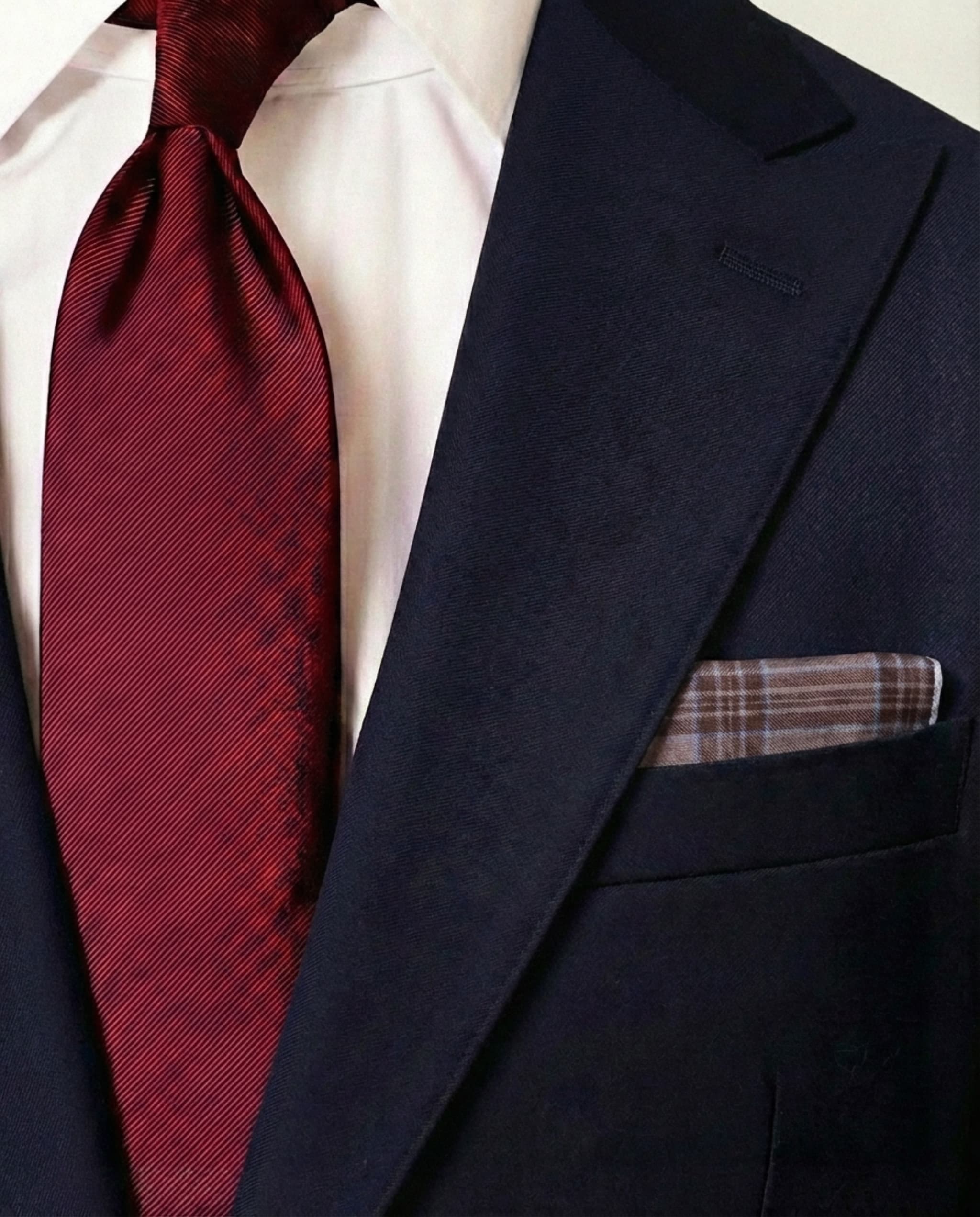 Lommetørklæde i brun silke Brown Checkered Silk Pocket Square