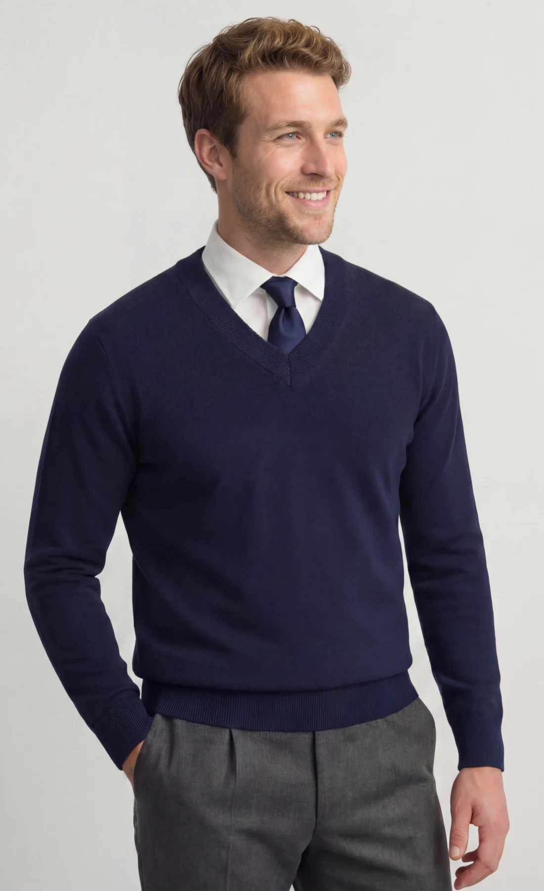 Navy Merino V-Neck